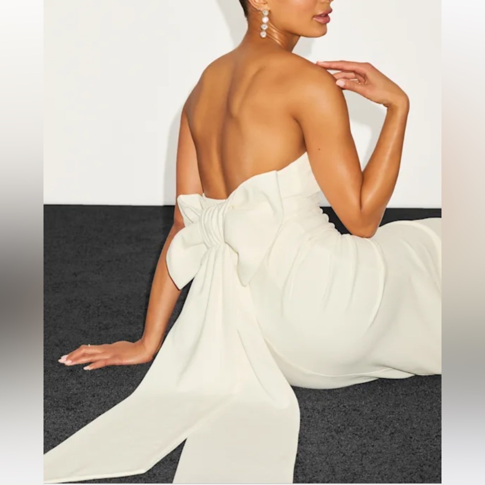 NWT Lulus Fabulous Phenomenon White Strapless Bow Midi Dress